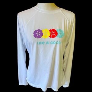 Life is Good ladies, sun shirt, long sleeve large, NWOT sand dollar design